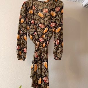 Urban Outfitters Ecote Ruby Floral Wrap Tie Mini Skater Boho Dress Size S